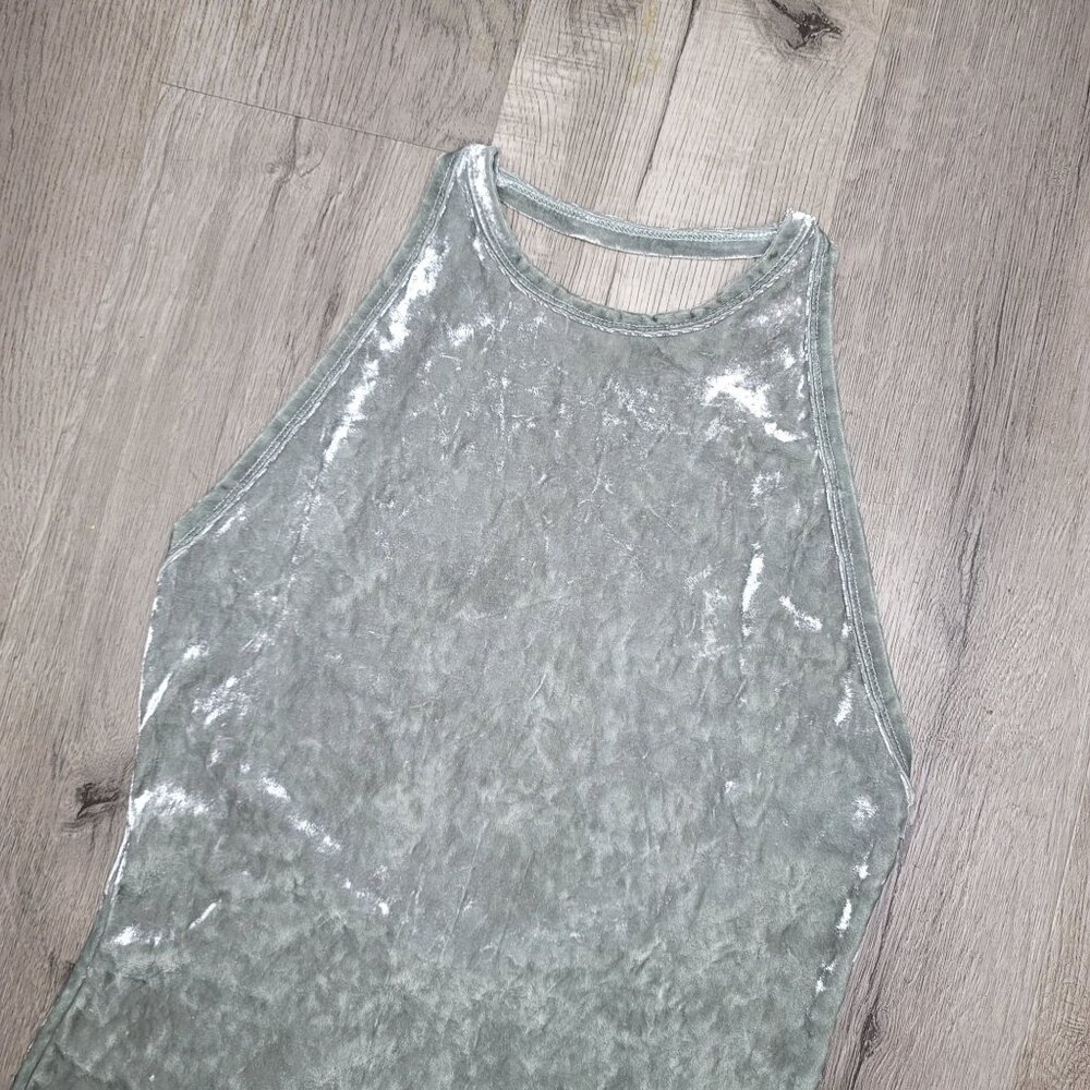 Sadie & Sage Silver blue Crushed Velvet Bodycon backles ini dress sexy Medium - Picture 8 of 9